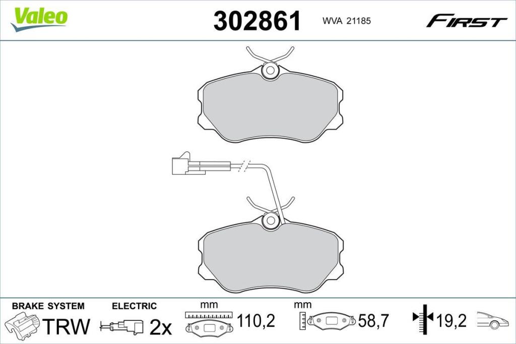 Jogo de 4 pastilhas de travão VALEO ref. 302861